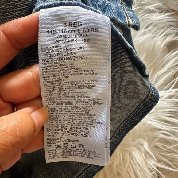 Levis Girls Size 6 Blue Dress Boho Farm Button Jean Chambray Distressed - Picture 7 of 11